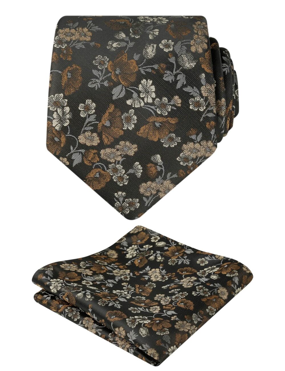 3309 3.15inches Flower Patterned Tie with Floral Printed Pocket Square